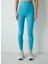 Turkuaz Mavi Yüksel Bel Toparlayıcı Bilek Boy Form Tayt 12