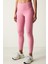 Pembe Yüksek Bel Stitch Waist Dikiş Detaylı Bilek Boy Tayt 11