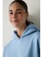 Mavi Oversize Kapüşonlu Aktif Sweatshirt 15