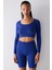 Seamless Dikişsiz Ribbed Active Saks Mavisi Üst 15