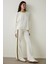 Açık Bej Çiçek Desenli Yakalı Oversize Çan Sweatshirt - Inspired By Flora 15
