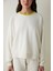 Açık Bej Çiçek Desenli Yakalı Oversize Çan Sweatshirt - Inspired By Flora 17