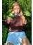 Kahverengi Çiçek Desenli Yakalı Oversize Sweatshirt - Inspired By Flora 13