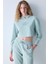 Açık Yeşil Kapüşonlu Ribana Detaylı Sweatshirt 13