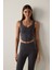 Antrasit Modal V Yaka Çıkarılabilir Kaplı Sporcu Crop Üst 14