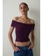 Cupsecret Kendinden Pedli Mor Foldable Madonna Yaka Kolsuz Slim Fit Üst 13