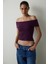 Cupsecret Kendinden Pedli Mor Foldable Madonna Yaka Kolsuz Slim Fit Üst 15