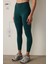 Koyu Yeşil Merrow Dikişli Yüksek Bel Slim Fit Tayt 15