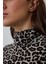 Leopar Desenli Yarım Balıkçı Yaka Slim Fit Uzun Kollu Üst 16