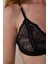 Siyah Çiçek Desenli Dantelli Balensiz Kapsız Üçgen Sütyen 16