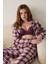 Bordo Ekoseli Gömlek Yaka Pijama Takımı 11