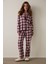 Bordo Ekoseli Gömlek Yaka Pijama Takımı 12