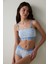 Açık Mavi Çiçek Desenli Pamuklu Balensiz Bandeau Sütyen - Inspired by Flora 13
