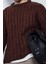 Erkek Oversize Kalın Fitilli Triko Kazak Kahve 2