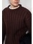 Erkek Oversize Kalın Fitilli Triko Kazak Kahve 3
