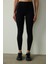 Siyah Yüksek Bel Pamuk Modal Karışımlı Slim Fit Spor Tayt 14