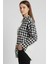 Kadın Siyah Oversize Fit Ekoseli Desenli Uzun Kollu %100 Pamuk Gömlek, Ceket, Kadın Oduncu Gömlek 2