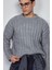 Erkek Oversize Kalın Fitilli Triko Kazak Gri 2