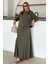 Bisiklet Yaka Premium Kumaş Sweat Etek Takım Haki 9383-TK 1