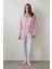 Açık Pembe Not Today Çiçekli V Yaka Uzun Kollu Pijama Üstü 12