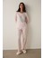 Lila Blanket Slogan Baskılı Bisiklet Yaka Uzun Kollu Pijama Takımı 6