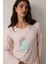 Lila Blanket Slogan Baskılı Bisiklet Yaka Uzun Kollu Pijama Takımı 8