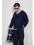 Erkek V Yaka Oversize Kontrast Detaylı Kazak Lacivert 1
