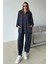 Yakası Fermuar Detaylı Premium Örme Kumaş Tunik Pantolon Takım Indigo 9375-TK 4