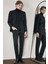 Siyah Kılıç Yaka Astarlı Çift Yırtmaç Pamuklu 6 Drop Slim Fit Classic Kruvaze Ceket 1002255113 1