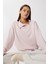 Yumuşak Dokulu Yan Fermuarlı Modal Sweatshirt LUB0250 Şeker Pembe 1