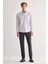 Beyaz Yarım Italyan Yaka Uzun Kol Cepsiz Slimfit Fit Classic Gömlek 1004255162 2