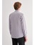 Gri Yarım Italyan Yaka Uzun Kol Slim Fit Pamuklu Gömlek 1004255180 5
