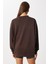 Oversize Basic Yumuşak Modal Sweatshirt LUB0249 Kahverengi 5