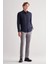 Koyu Lacivert Sert Yaka Filafil Desen Uzun Kol Slim Fit Pamuklu Gömlek 1004255181 2