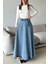 Beli Kuşaklı Denim Çan Uzun Etek Mavi 7064 4