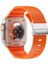 Apple Watch 9 (45MM) Uyumlu Metal Tokalı Silikon KORDON-145 Turuncu 1