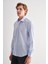 Açık Mavi Yarım Italyan Yaka Uzun Kol Easy To Iron Slim Fit Pamuklu Gömlek 1004255301 4