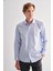 Açık Mavi Yarım Italyan Yaka Uzun Kol Easy To Iron Slim Fit Pamuklu Gömlek 1004255301 5