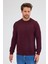Bordo Uzun Kol Bisiklet Yaka Düz Pamuklu Comfort Fit Sweatshirt 1013255150 1