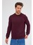 Bordo Uzun Kol Bisiklet Yaka Düz Pamuklu Comfort Fit Sweatshirt 1013255150 5