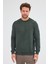 Haki Uzun Kol Bisiklet Yaka Düz Pamuklu Comfort Fit Sweatshirt 1013255150 1