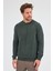 Haki Uzun Kol Bisiklet Yaka Düz Pamuklu Comfort Fit Sweatshirt 1013255150 3