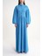 Mavi Özel Dikiş Detaylı Bol Kesim Elbise 94654 2