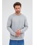 Gri Uzun Kol Bisiklet Yaka Düz Pamuklu Comfort Fit Sweatshirt 1013255150 3