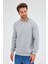 Gri Uzun Kol Bisiklet Yaka Düz Pamuklu Comfort Fit Sweatshirt 1013255150 4