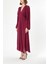 Bordo Büzgülü Elbise 93847 8