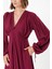 Bordo Büzgülü Elbise 93847 10