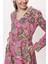 Pembe Godeli V Yaka Uzun Elbise 94171 5