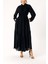 Siyah Büzgülü Uzun Elbise 94337 1