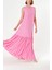 Pembe Eteği Büzgülü Kolsuz Elbise 93745 6